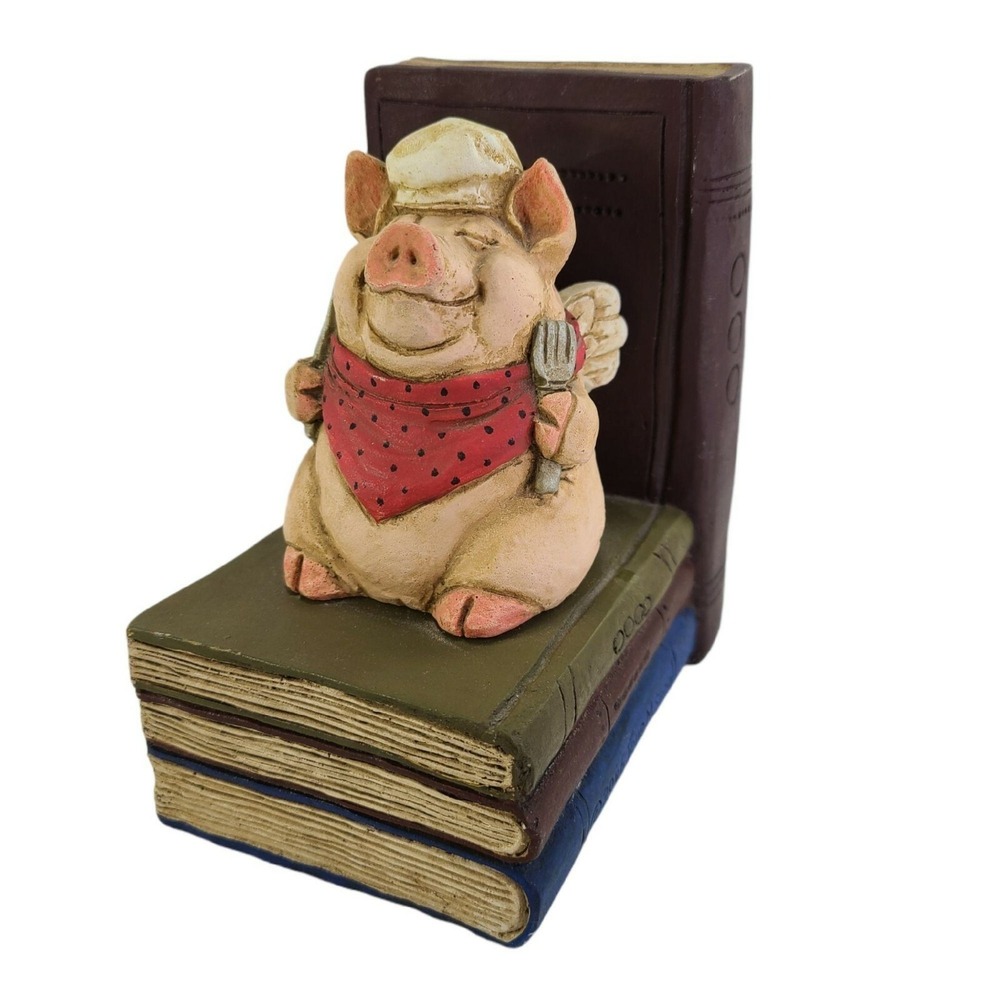 The Stone Bunny Left Bookend Pig Angel Chef Telle M Stein 2005 Resin PLS READ